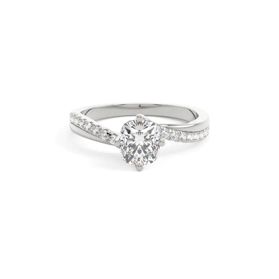 18k White Gold Cushion Infinity Solitaire Engagement Ring