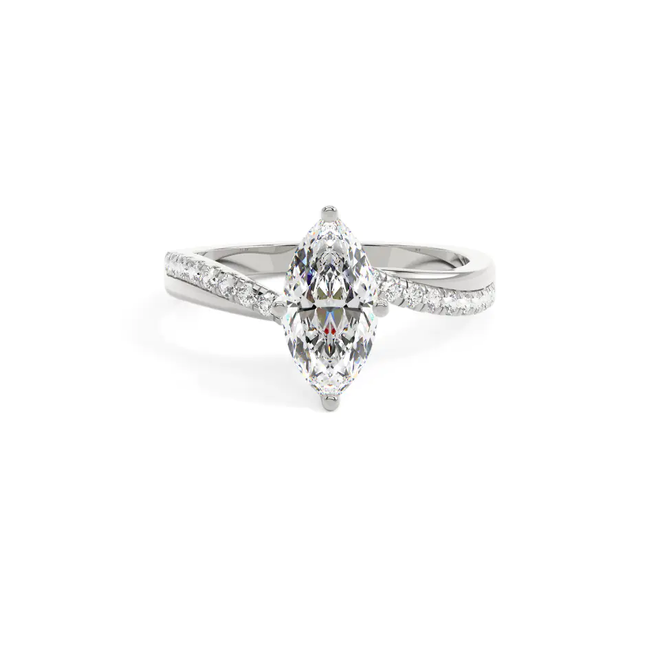 18k White Gold Marquise Infinity Solitaire Engagement Ring