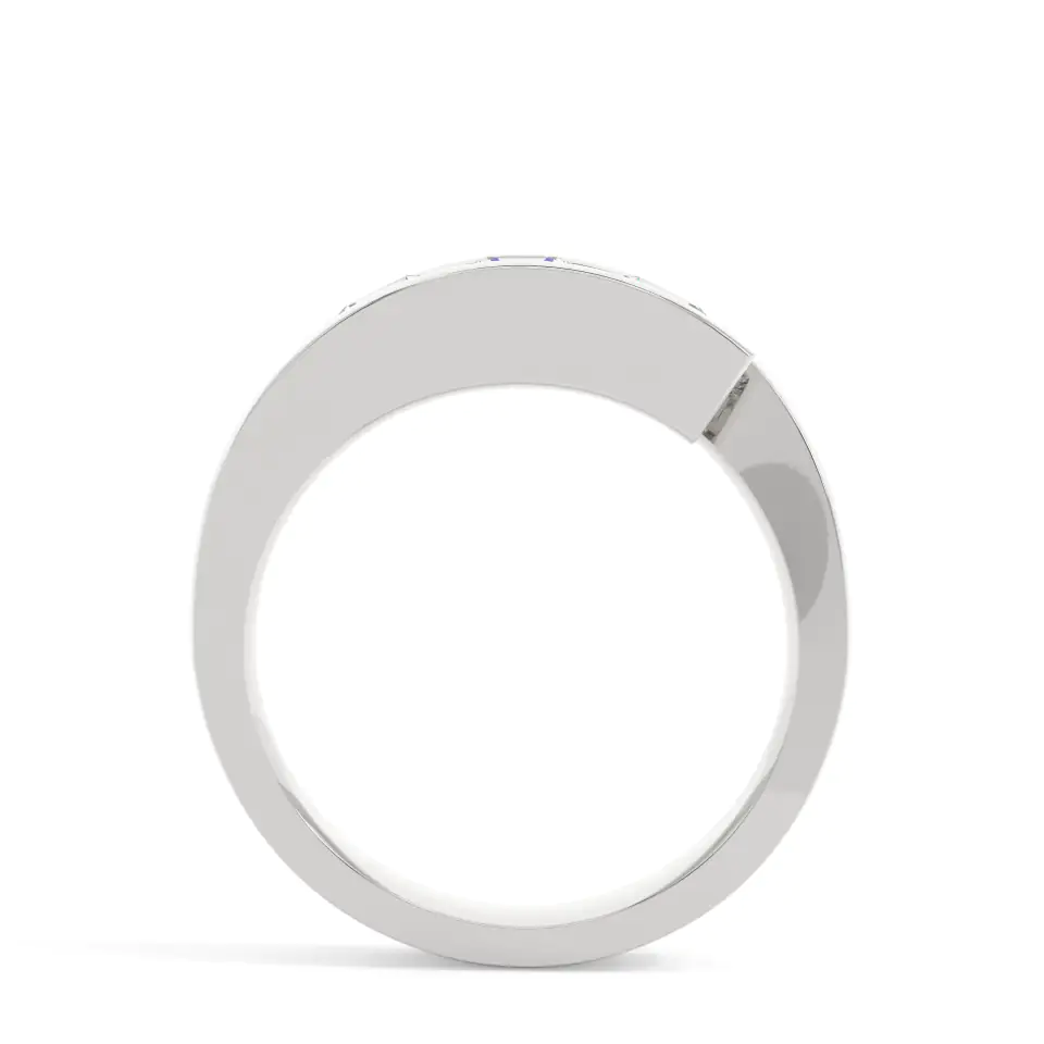 18k White Gold Round Swirl Trilogy Engagement Ring