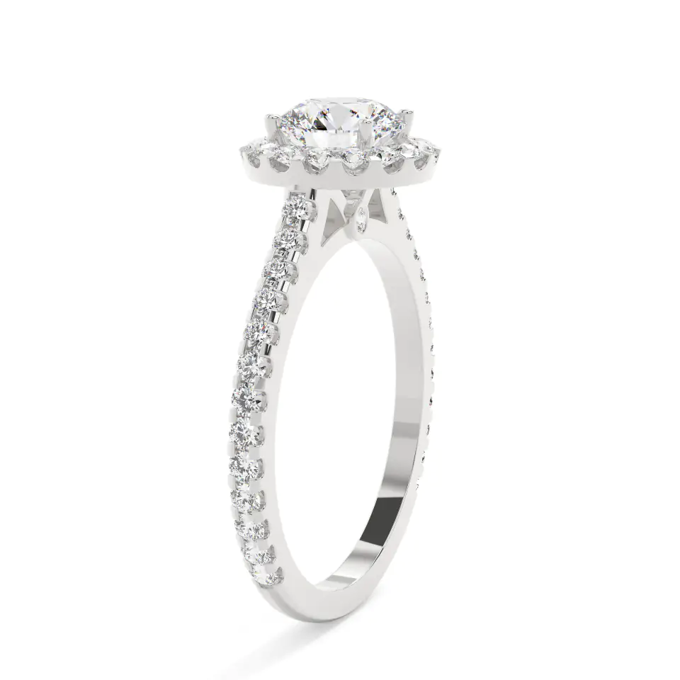18k White Gold Round Grand Halo Engagement Ring