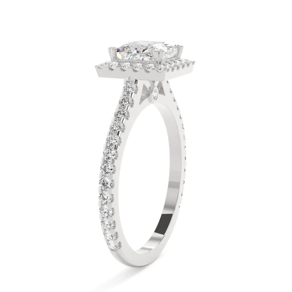 18k White Gold Princess Grand Halo Engagement Ring