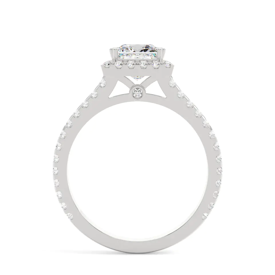 18k White Gold Princess Grand Halo Engagement Ring