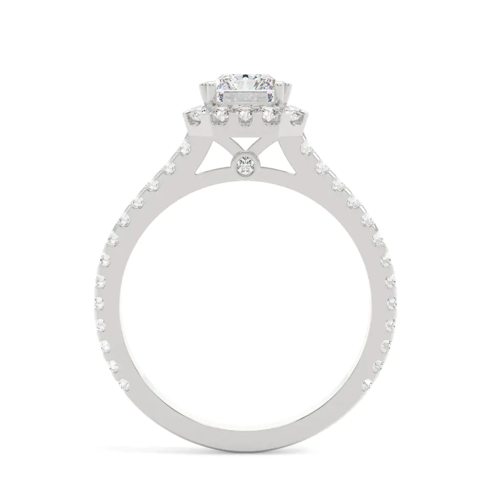18k White Gold Radiant Grand Halo Engagement Ring