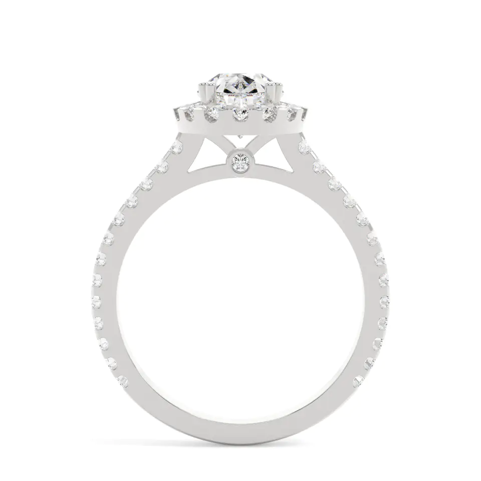 18k White Gold Pear Grand Halo Engagement Ring