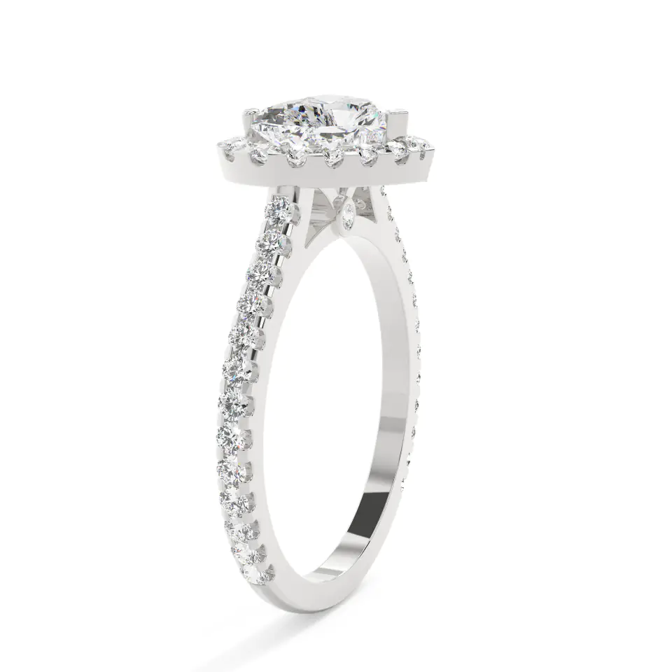 18k White Gold Heart Grand Halo Engagement Ring