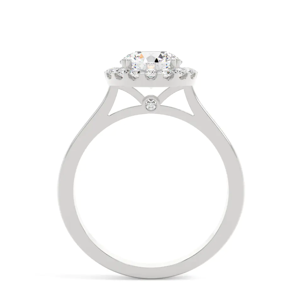 18k White Gold Round Classic Halo Engagement Ring