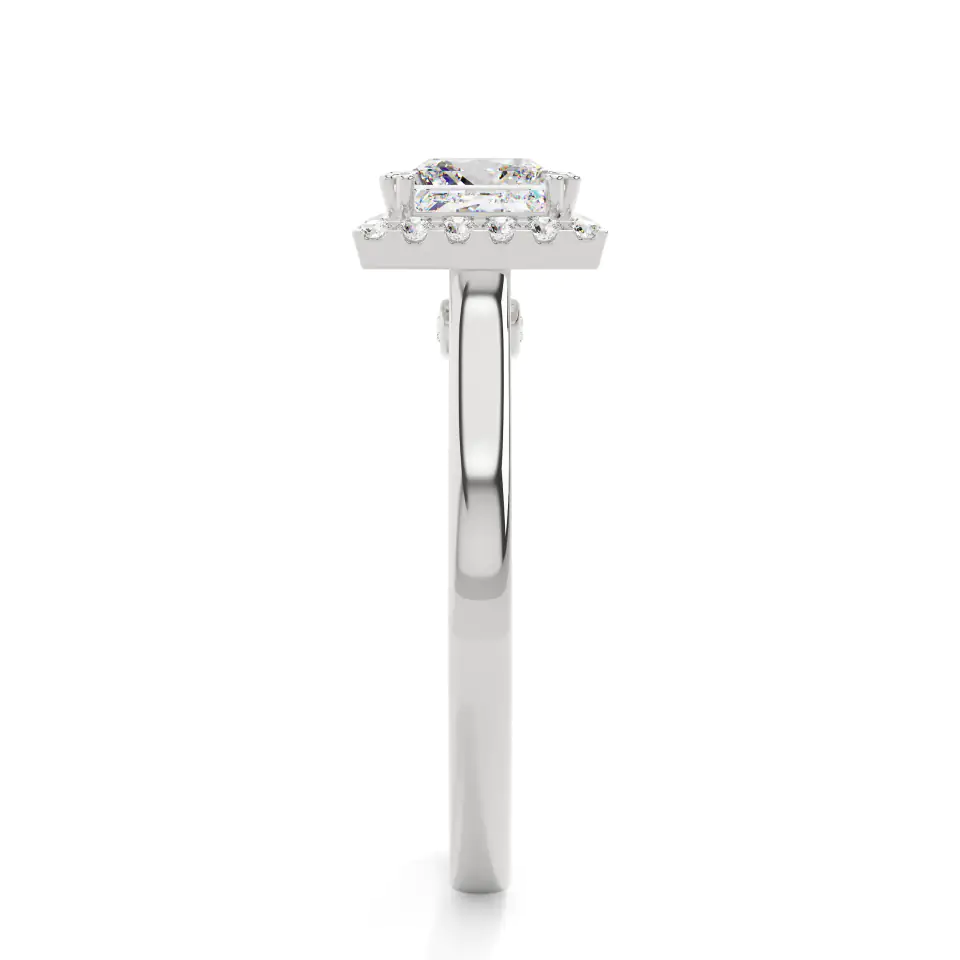 18k White Gold Princess Classic Halo Engagement Ring