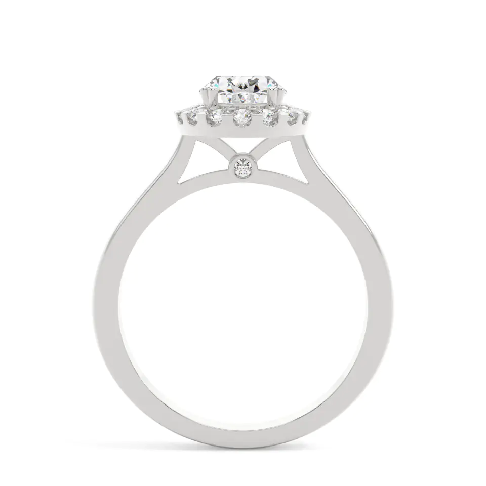 18k White Gold Oval Classic Halo Engagement Ring