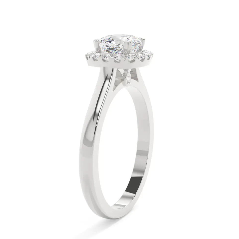 18k White Gold Cushion Classic Halo Engagement Ring