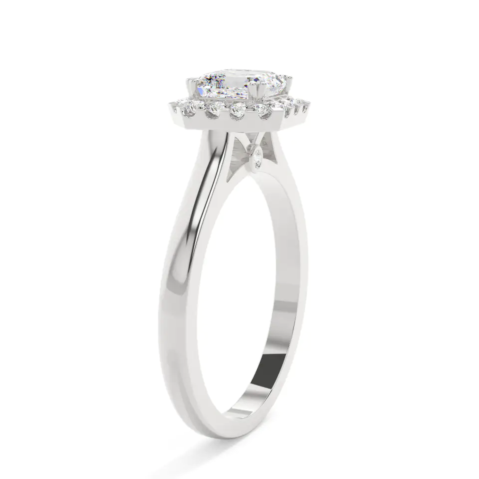 18k White Gold Asscher Classic Halo Engagement Ring