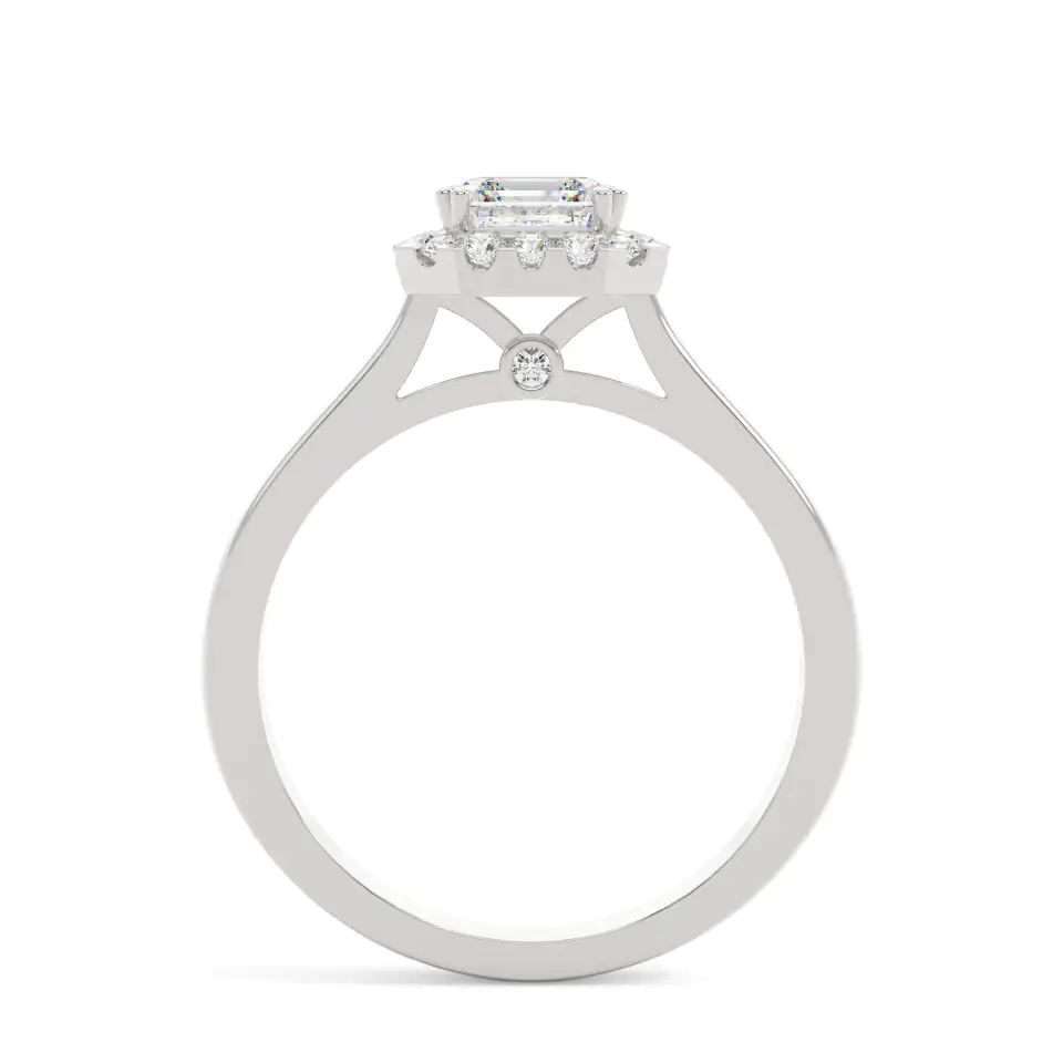 18k White Gold Asscher Classic Halo Engagement Ring