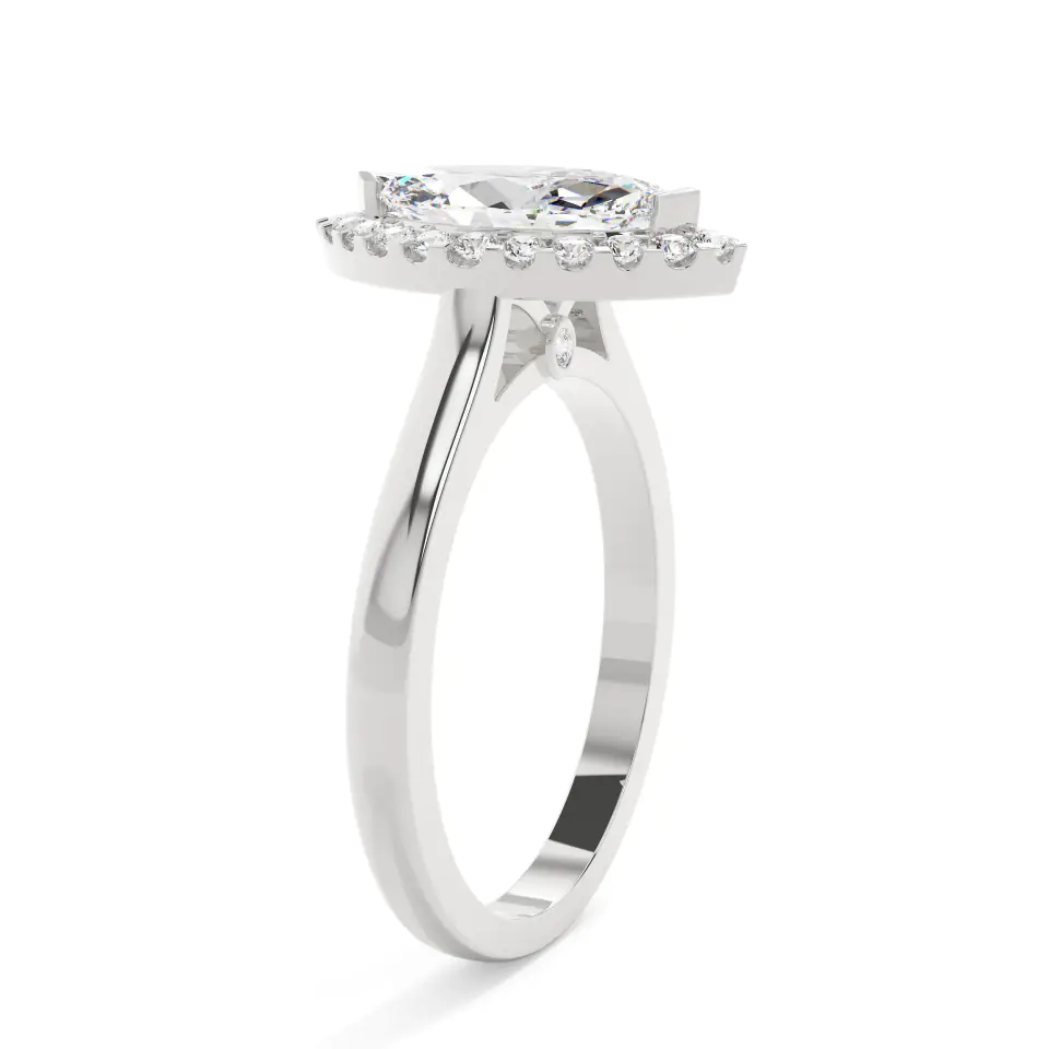 18k White Gold Marquise Classic Halo Engagement Ring