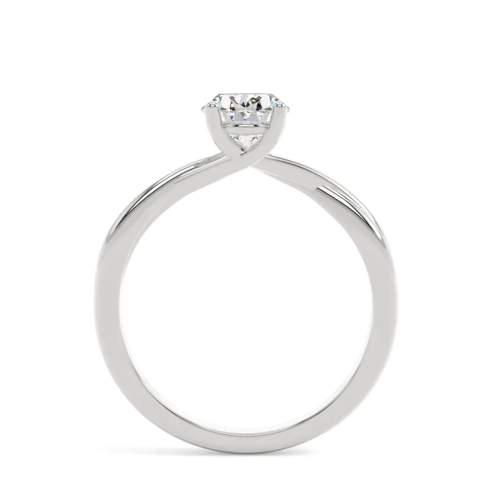 18k White Gold Oval Twisted Solitaire Engagement Ring