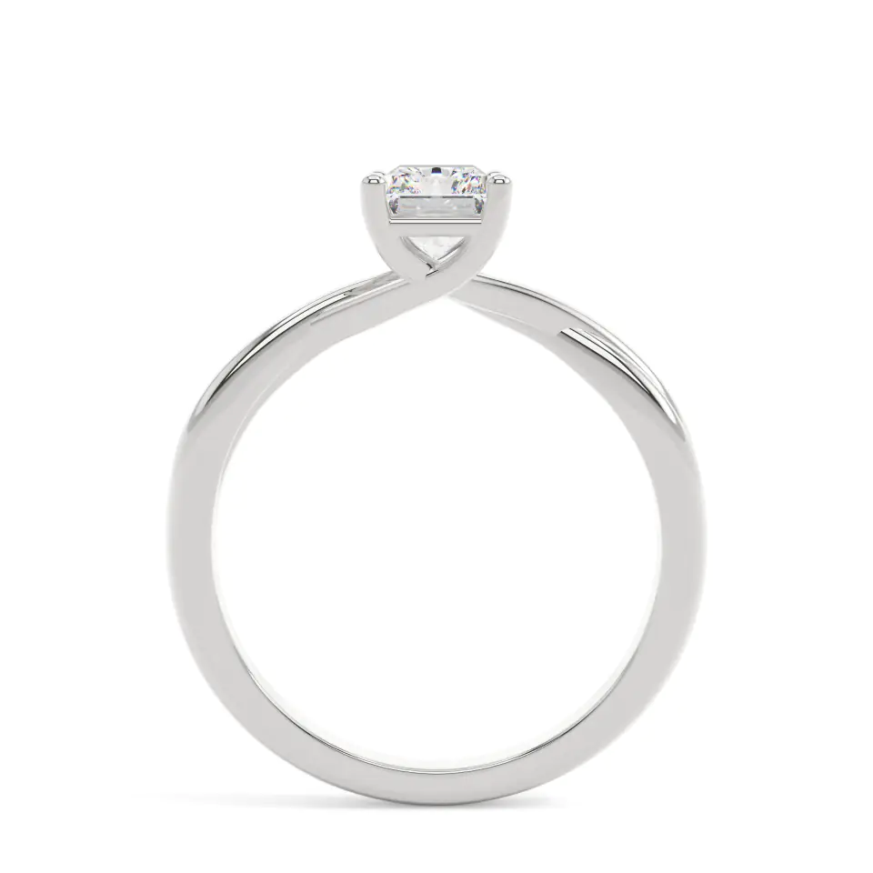 18k White Gold Radiant Twisted Solitaire Engagement Ring