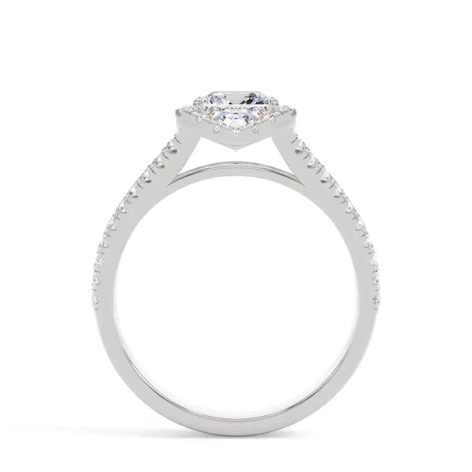 18k White Gold Princess Split Shank Halo Engagement Ring