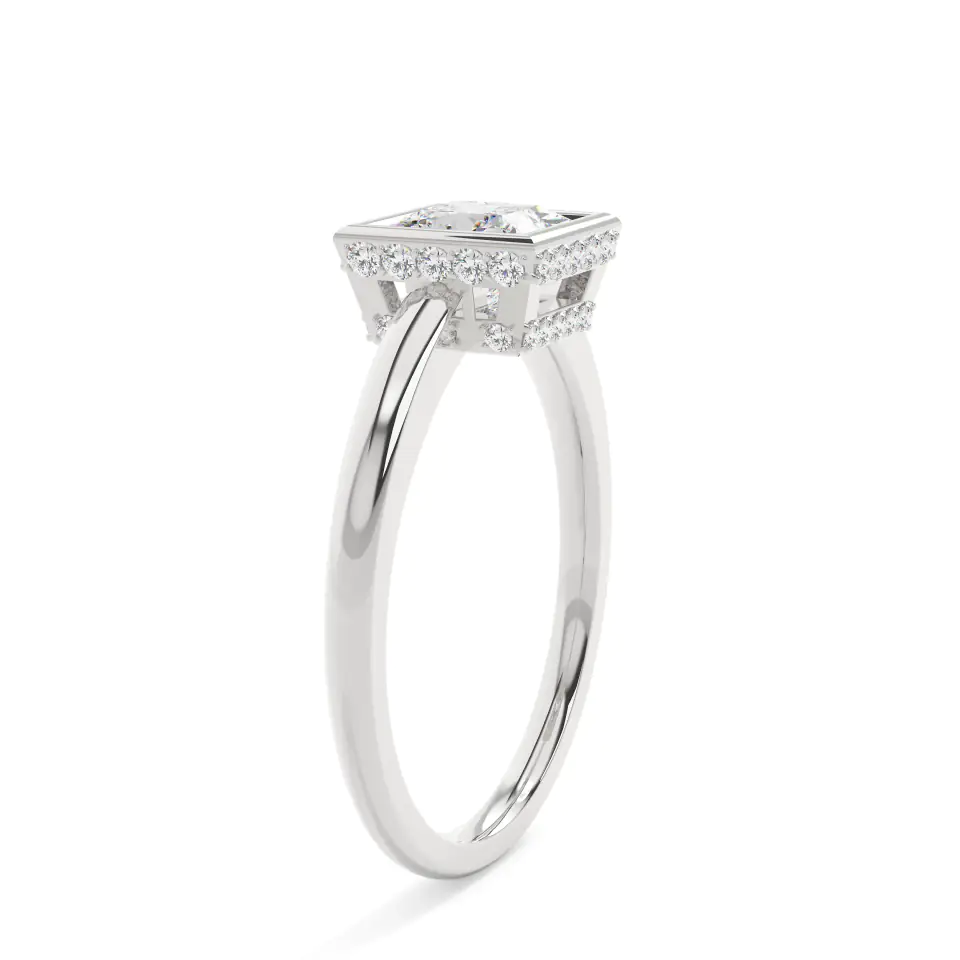 18k White Gold Princess Full Bezel Solitaire Engagement Ring