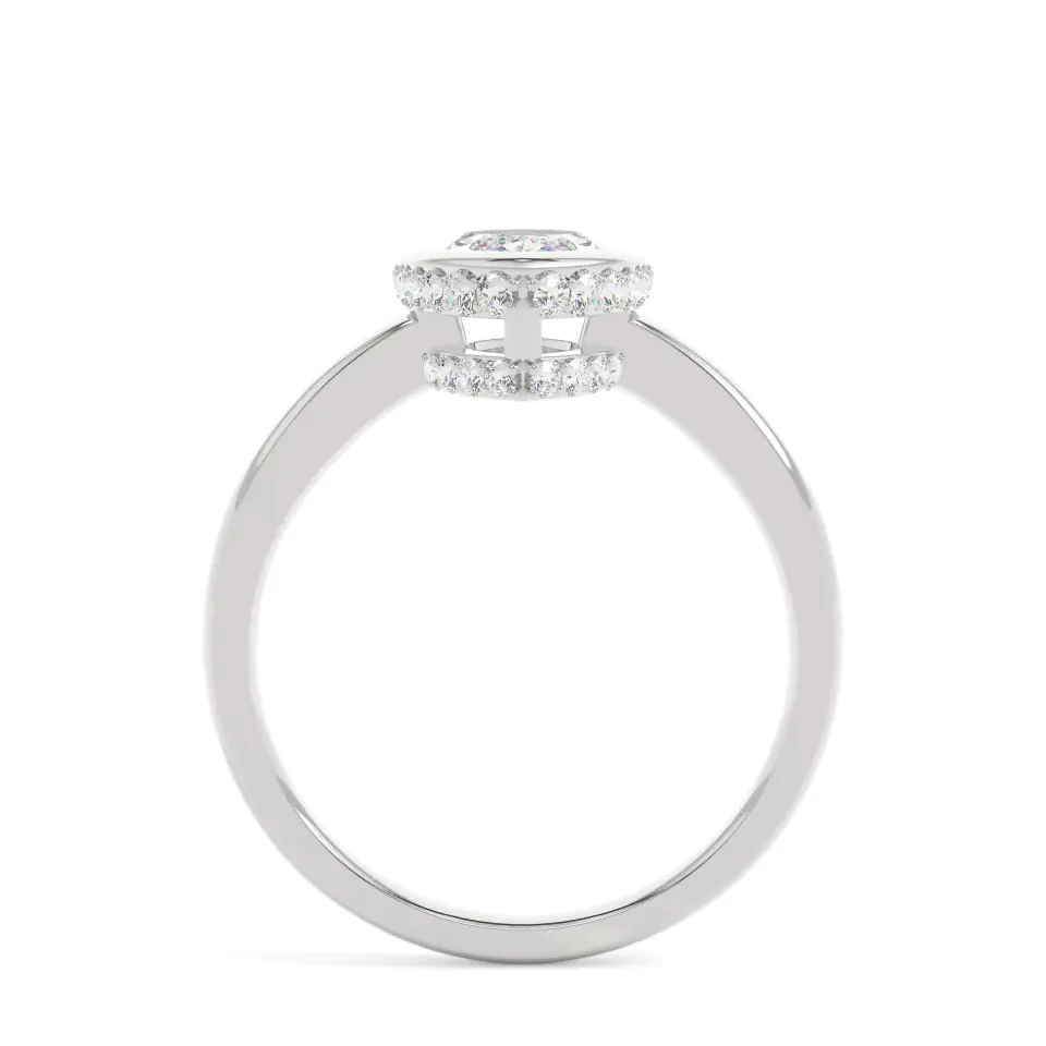 18k White Gold Marquise Full Bezel Solitaire Engagement Ring