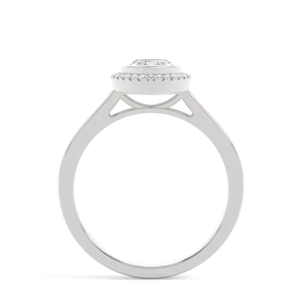 18k White Gold Marquise Bezel Halo Engagement Ring