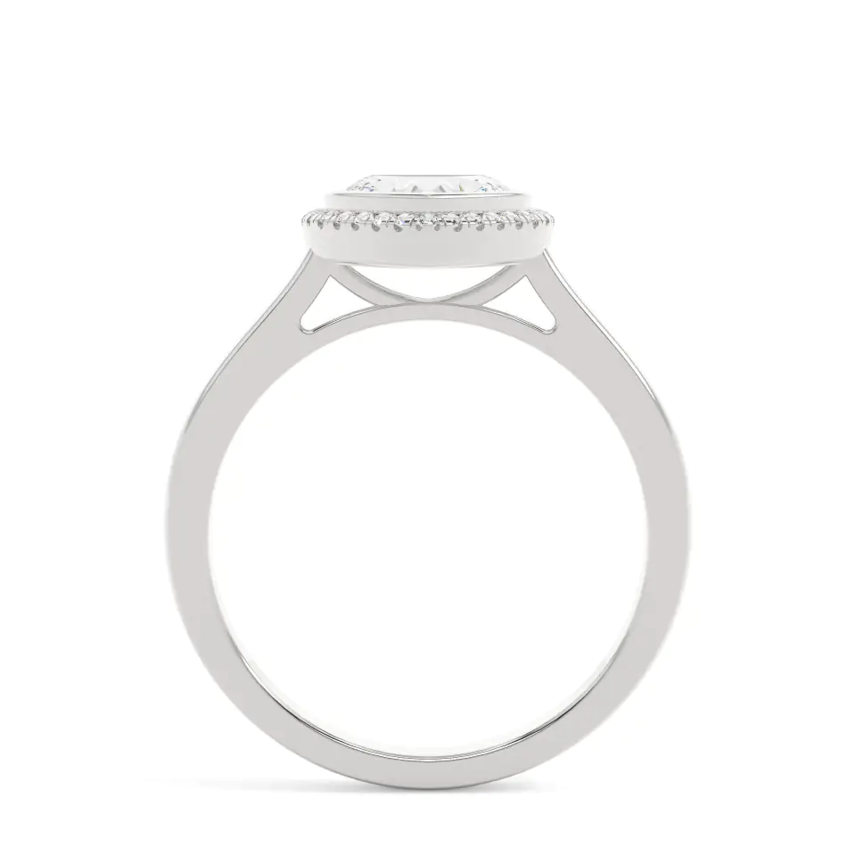18k White Gold Heart Bezel Halo Engagement Ring