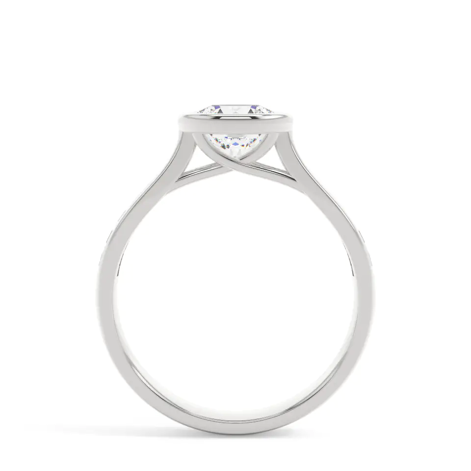 18k White Gold Round Grand Bezel Engagement Ring