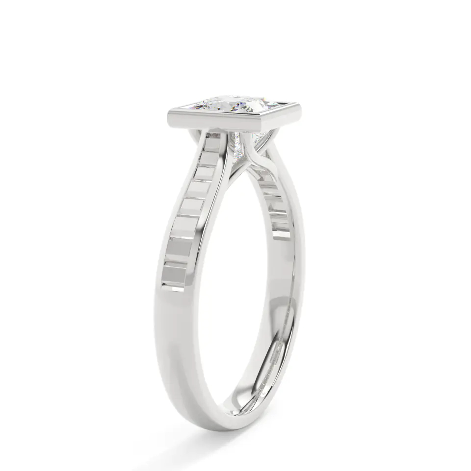 18k White Gold Princess Grand Bezel Engagement Ring