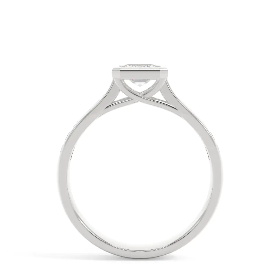 18k White Gold Emerald Grand Bezel Engagement Ring