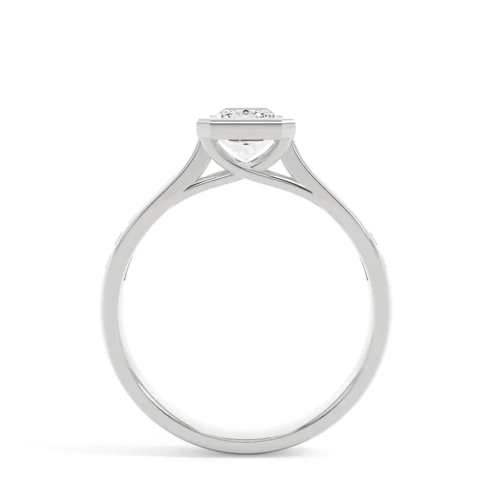 18k White Gold Radiant Grand Bezel Engagement Ring
