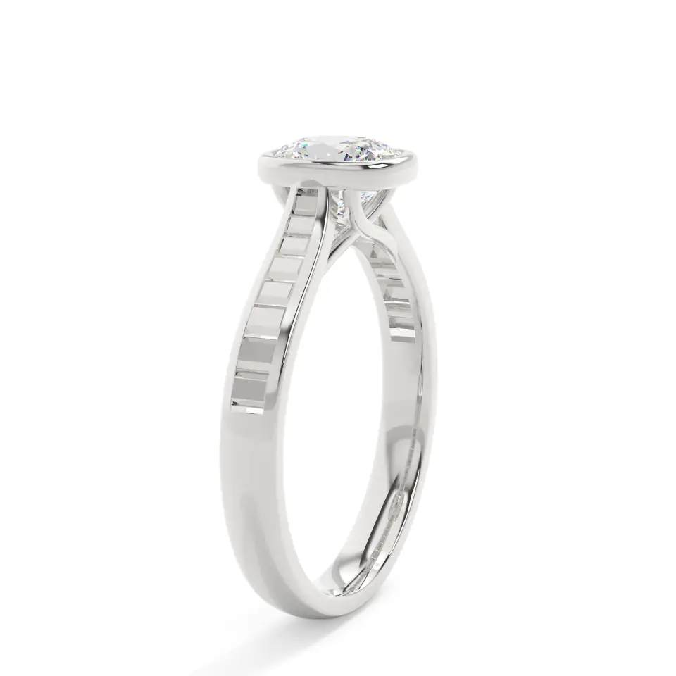 18k White Gold Cushion Grand Bezel Engagement Ring