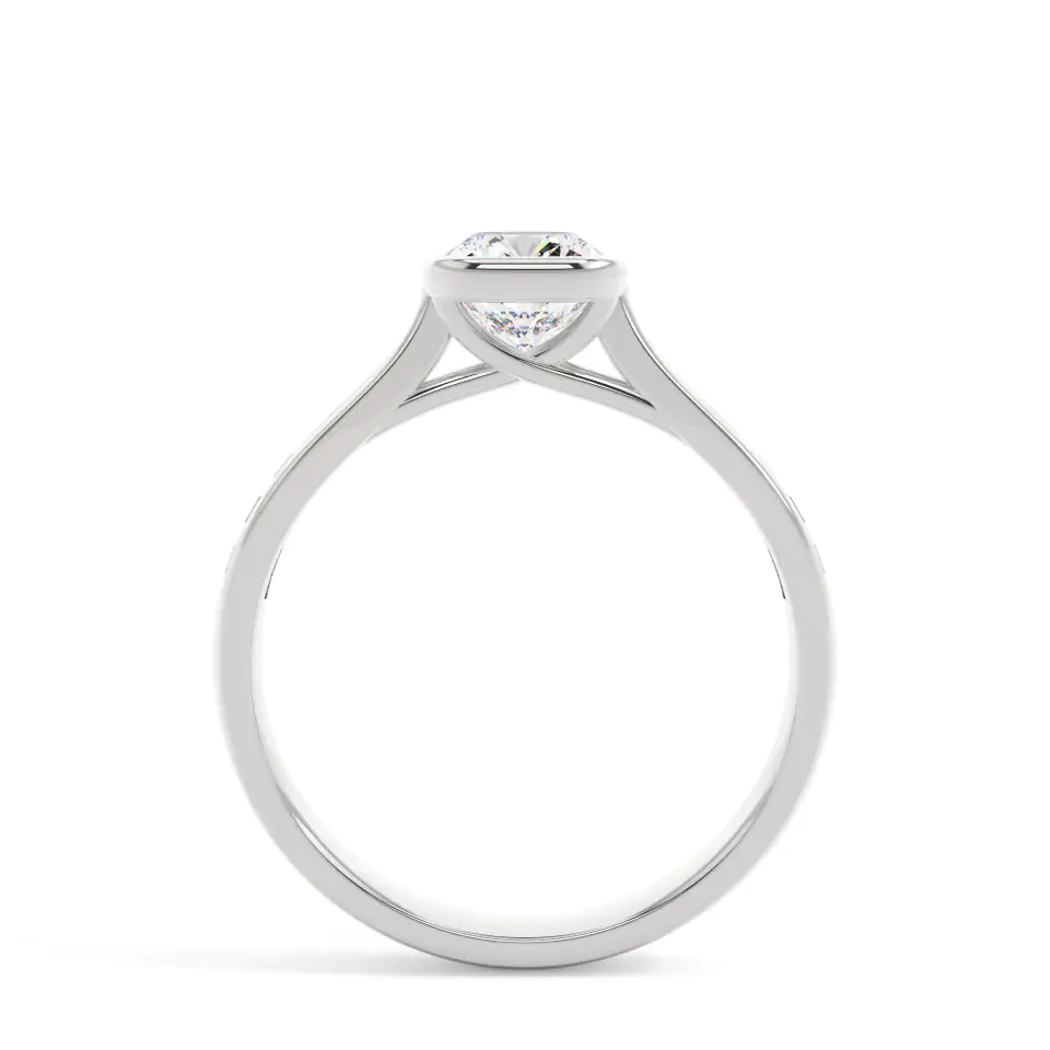 18k White Gold Cushion Grand Bezel Engagement Ring
