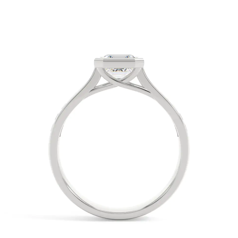 18k White Gold Ascher Grand Bezel Engagement Ring