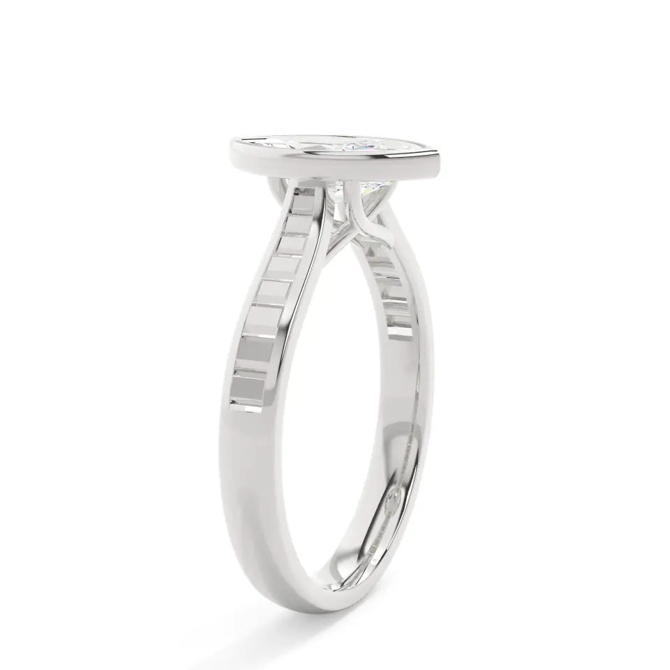 18k White Gold Marquise Grand Bezel Engagement Ring