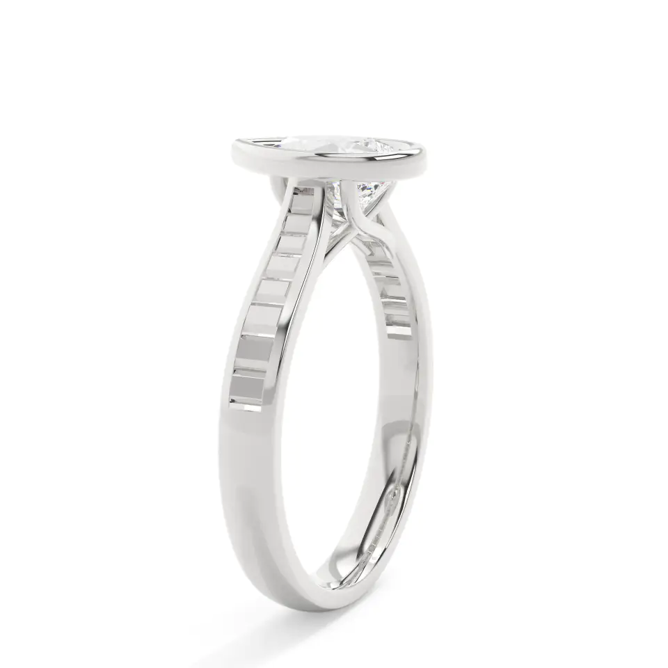 18k White Gold Pear Grand Bezel Engagement Ring