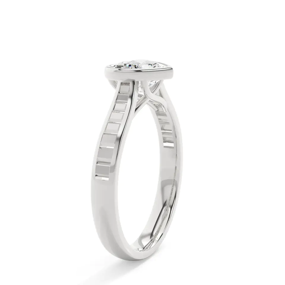 18k White Gold Heart Grand Bezel Engagement Ring