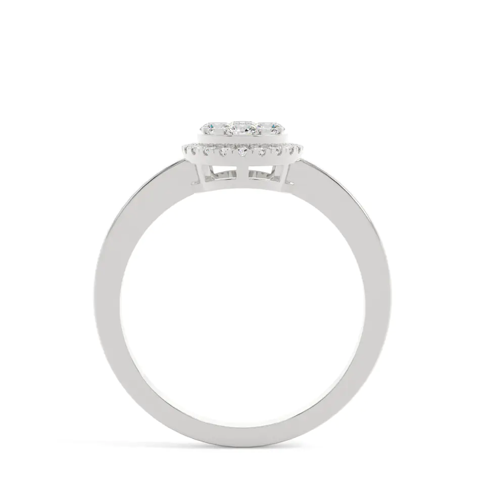 18k White Gold Round Delicate Cluster Engagement Ring