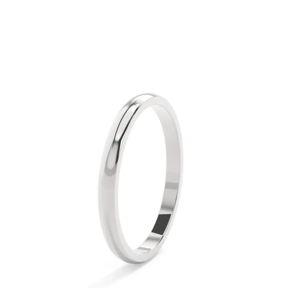 18k White Gold Curved Plain Wedding Ring