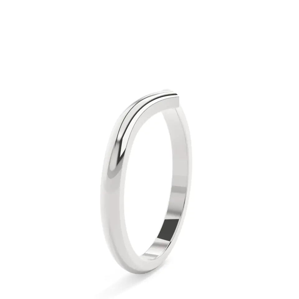 18k White Gold Shaped Plain Wedding Ring