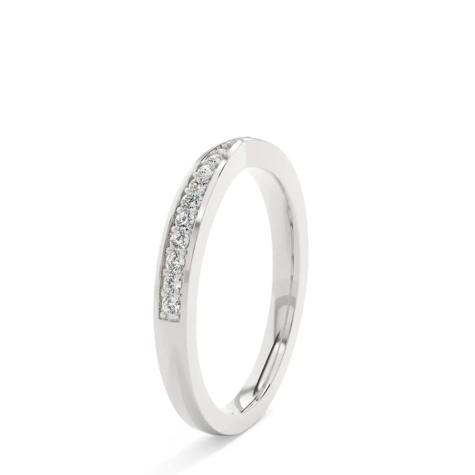 18k White Gold Round Pave Wedding Ring