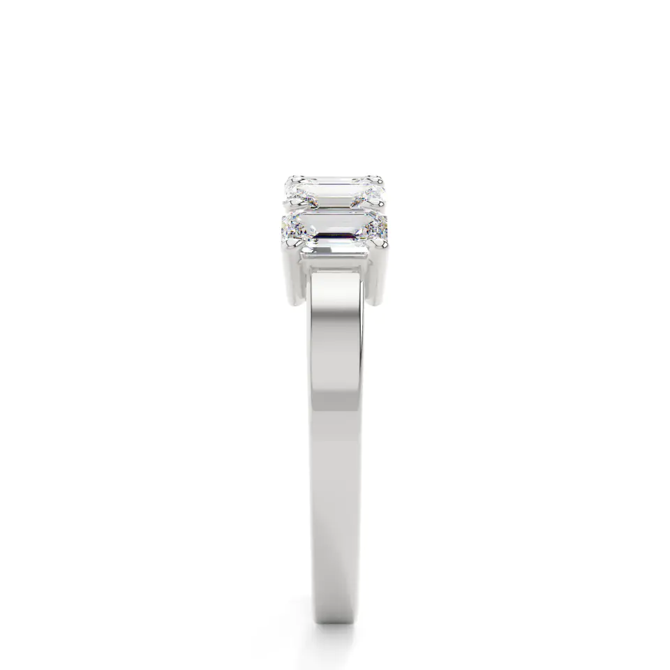 18k White Gold Emerald Signature 5 Stones Wedding Ring