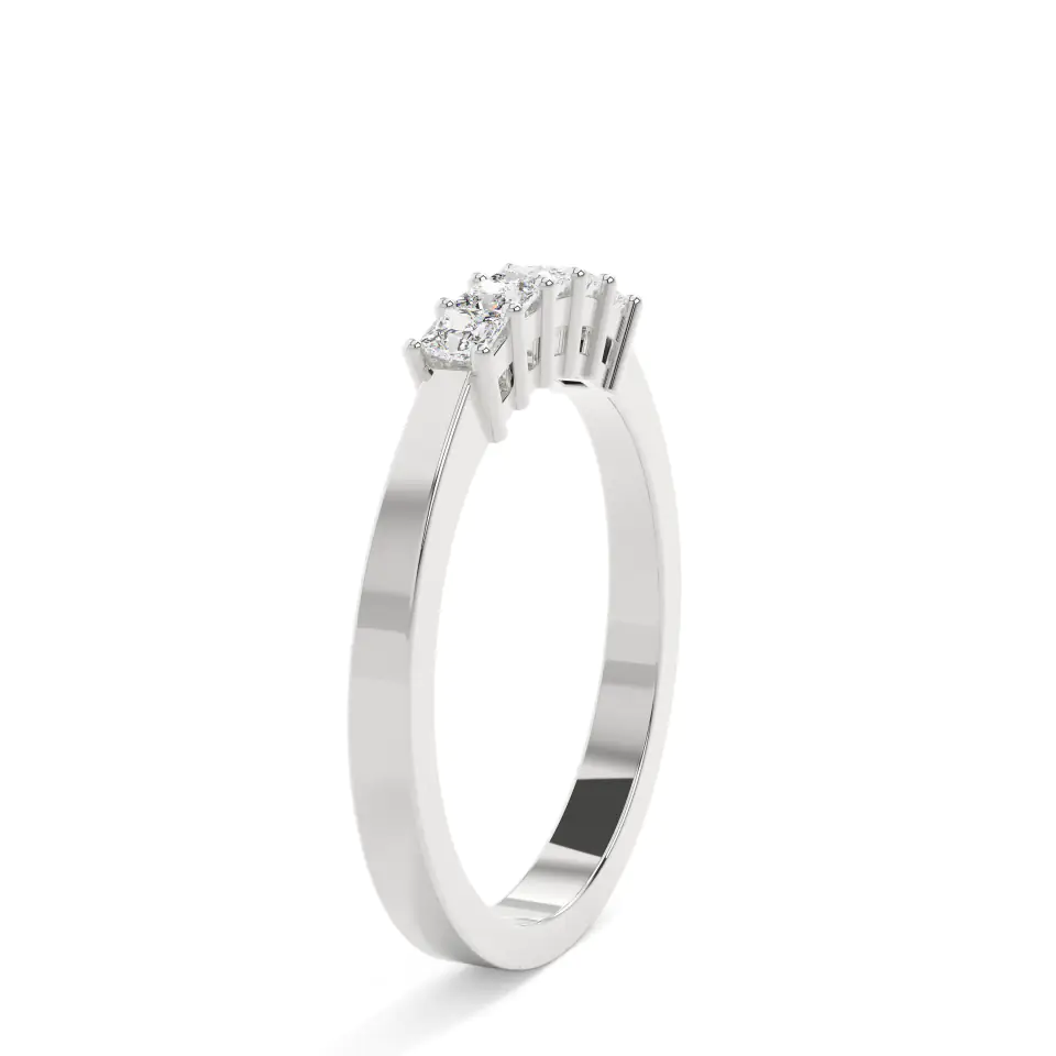 18k White Gold Princess Signature 5 Stones Wedding Ring