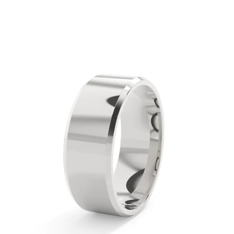 18k White Gold Beveled Edge Wedding Ring