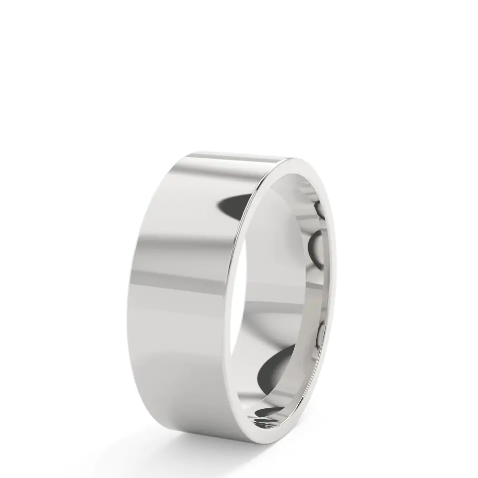 18k White Gold Flat Edge Wedding Ring