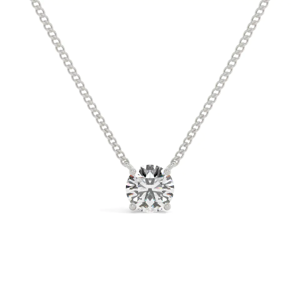 18k White Gold Round Prong Setting Solitaire Pendant