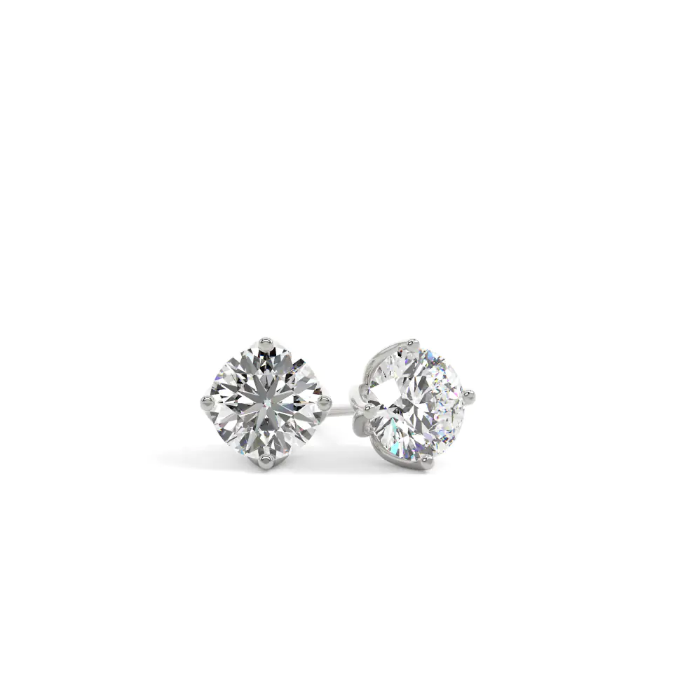 18k White Gold Round Signature Stud Earrings