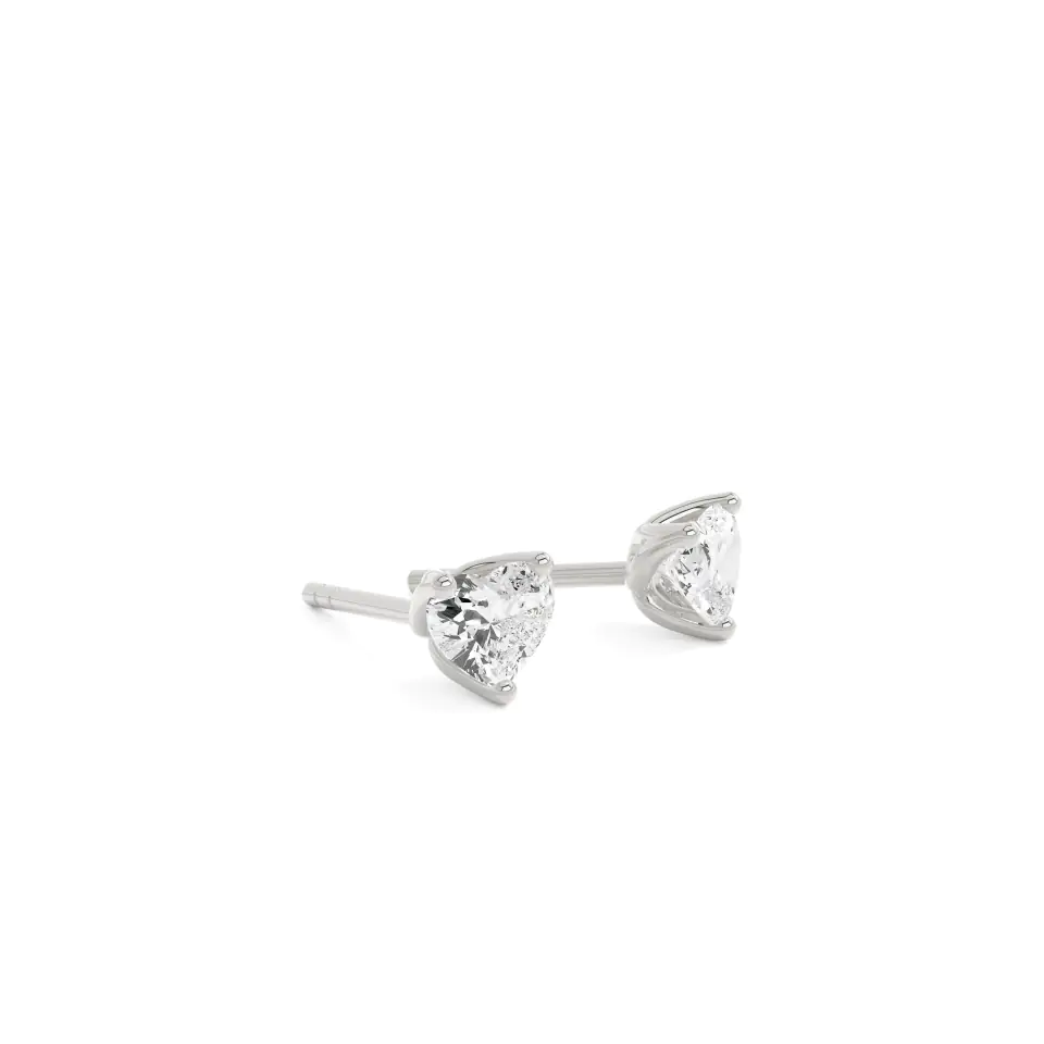 18k White Gold Heart Signature Stud Earrings