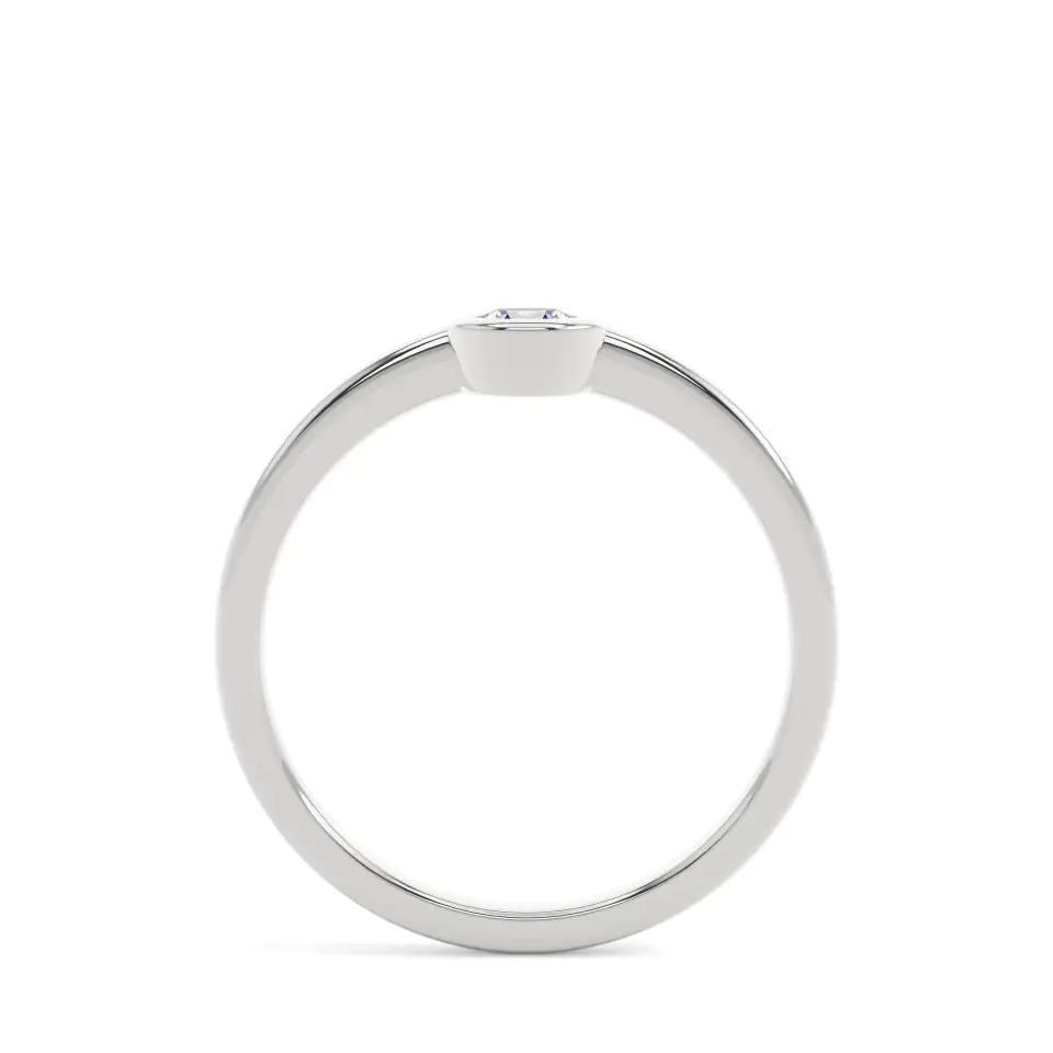 9k White Gold Round Geometric Bezel Everyday Ring