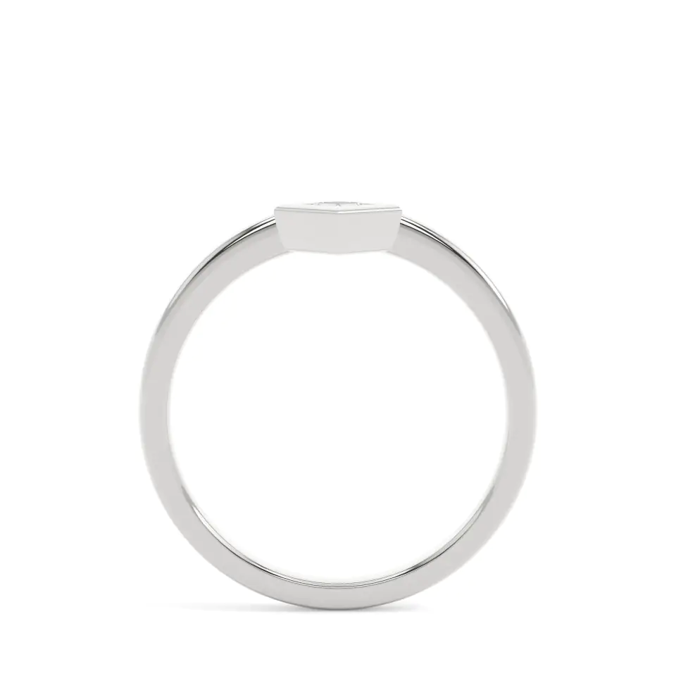 9k White Gold Princess Geometric Bezel Everyday Ring