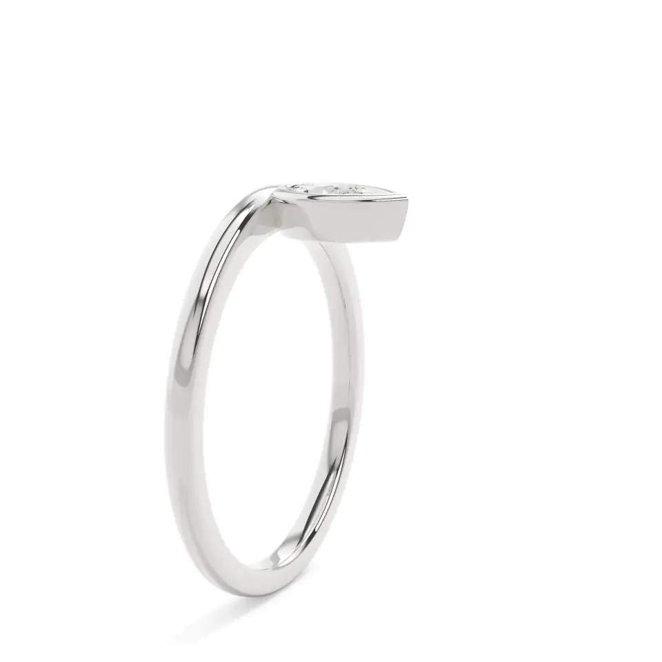 9k White Gold Pear Geometric Bezel Everyday Ring