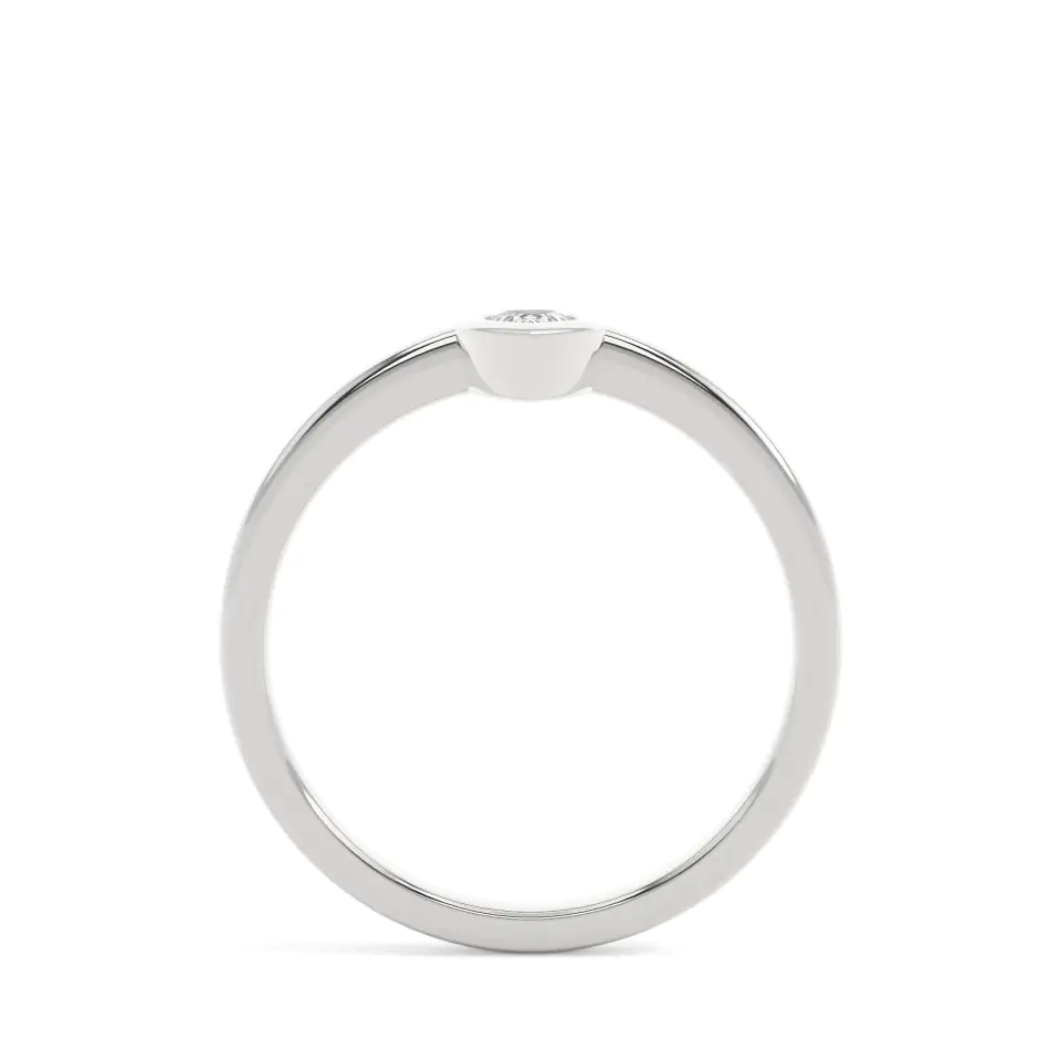 9k White Gold Pear Geometric Bezel Everyday Ring
