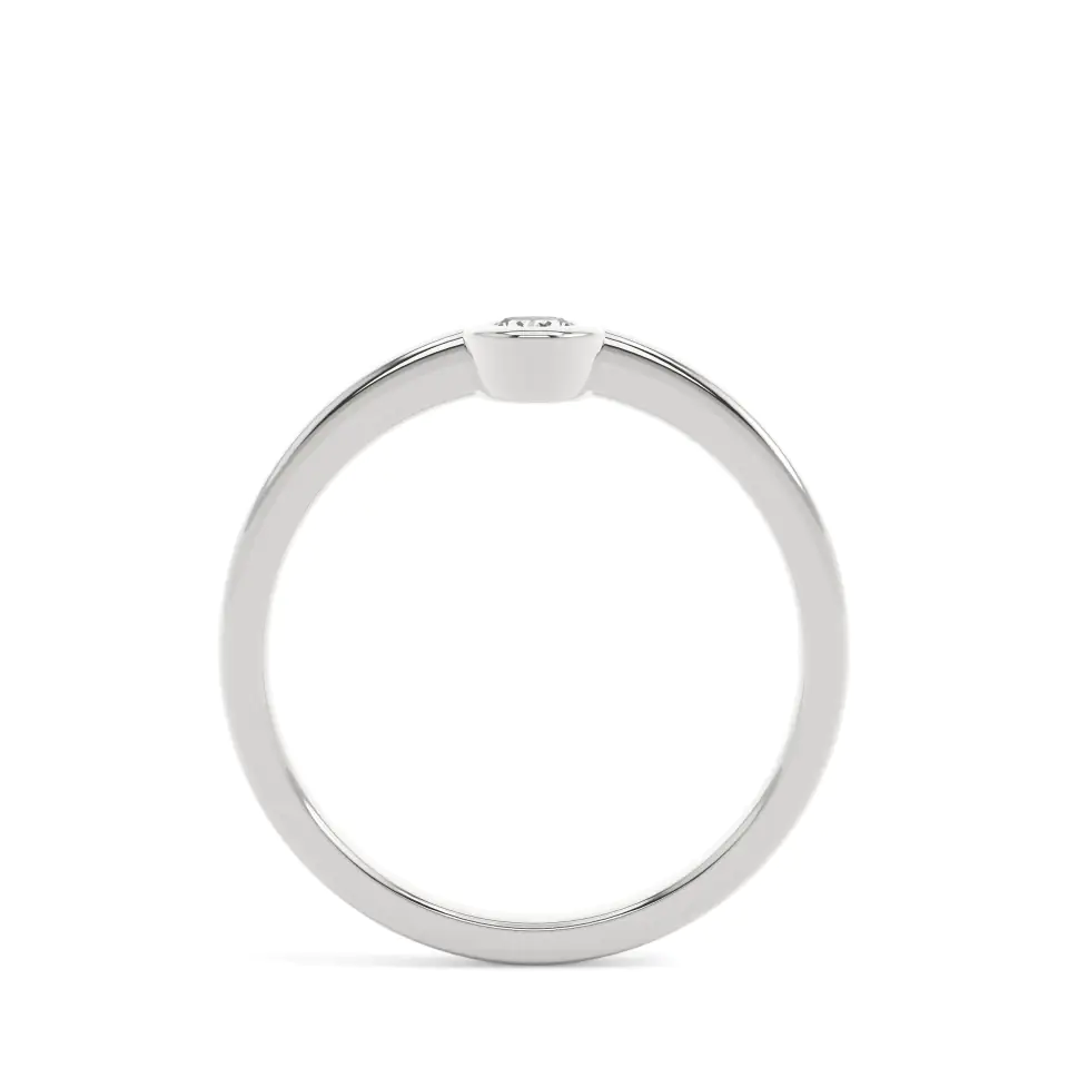 9k White Gold Oval Geometric Bezel Everyday Ring