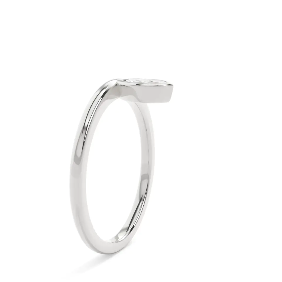9k White Gold Marquise Geometric Bezel Everyday Ring